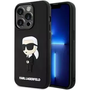 Tok Karl Lagerfeld iPhone 14 Pro 6.1" black hardcase Rubber Ikonik 3D (KLHCP14L3DRKINK) kép