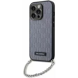 Tok Karl Lagerfeld iPhone 14 Pro 6.1" silver hardcase Saffiano Monogram Chain (KLHCP14LSACKLHPG) kép