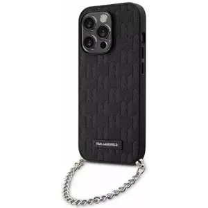 Tok Karl Lagerfeld iPhone 14 Pro 6.1" black hardcase Saffiano Monogram Chain (KLHCP14LSACKLHPK) kép
