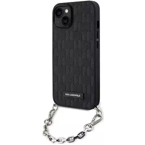 Tok Karl Lagerfeld iPhone 14 6.1" black hardcase Saffiano Monogram Chain (KLHCP14SSACKLHPK) kép