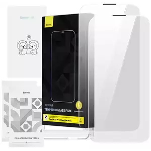 TEMPERED KIJELZŐVÉDŐ FÓLIA Tempered Glass Baseus Corning for iPhone 13 Pro Max/14 Plus with built-in dust filter (6932172631772) kép