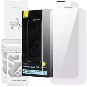 TEMPERED KIJELZŐVÉDŐ FÓLIA Tempered Glass Baseus Corning for iPhone 14 Pro with built-in dust filter (6932172631741) kép