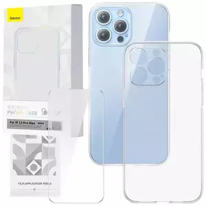 Tok Transparent Case and Tempered Glass set Baseus Corning for iPhone 13 Pro Max (6932172629748) kép