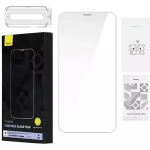 TEMPERED KIJELZŐVÉDŐ FÓLIA Tempered Glass Baseus 0.4mm Iphone 12 Pro Max + cleaning kit (6932172626259) kép