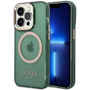Tok Guess GUHMP14LHTCMA iPhone 14 Pro 6.1" khaki hard case Gold Outline Translucent MagSafe (GUHMP14LHTCMA) kép