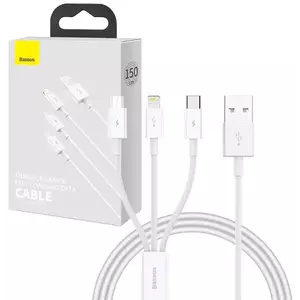 Kábel Quick Charge USB to M+L+C Baseus Superior Data 3.5A 1m (White) kép