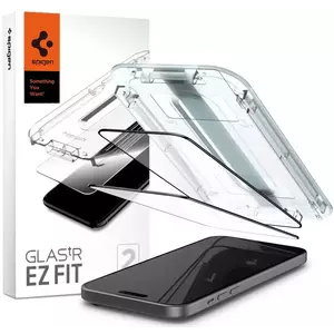 TEMPERED KIJELZŐVÉDŐ FÓLIA Spigen Glass tR EZ Fit 2 Pack, FC Black - iPhone 15 Plus (AGL06884) kép