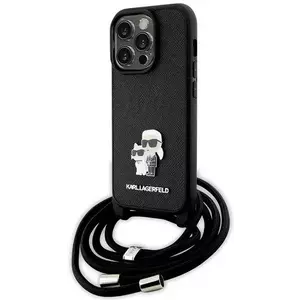 Tok Karl Lagerfeld KLHCP14LSAKCPSK iPhone 14 Pro 6.1" hardcase black Crossbody Saffiano Metal Pin Karl & Choupette (KLHCP14LSAKCPSK) kép