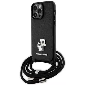 Tok Karl Lagerfeld KLHCP14XSAKCPSK iPhone 14 Pro Max 6.7" hardcase black Crossbody Saffiano Metal Pin Karl & Choupette (KLHCP14XSAKCPSK) kép