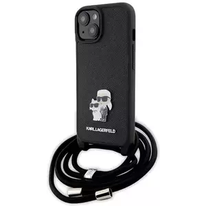 Tok Karl Lagerfeld KLHCP15MSAKCPSK iPhone 15 Plus 6.7" hardcase black Crossbody Saffiano Metal Pin Karl & Choupette (KLHCP15MSAKCPSK) kép