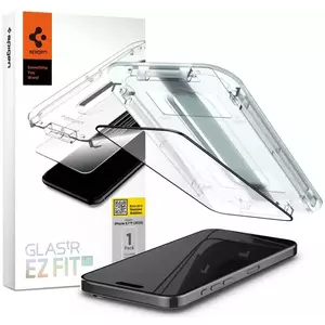 TEMPERED KIJELZŐVÉDŐ FÓLIA Spigen Glas.TR FC iPhone 15 Pro 6.1" "EZ FIT" tempered glass black frame (AGL06899) kép