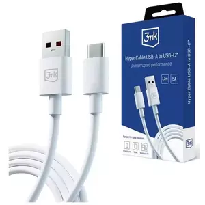 Kábel 3MK Hyper Cable USB-A to USB-C 5A 60W 1.2m white kép