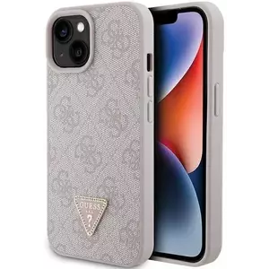 Tok Guess GUHCP15SP4TDPP iPhone 15 6.1" pink hardcase Leather 4G Triangle Strass (GUHCP15SP4TDPP) kép