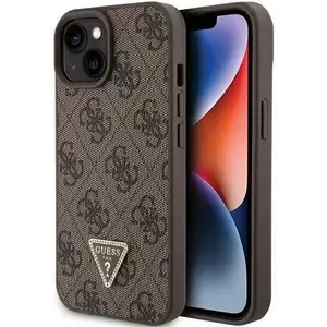 Tok Guess GUHCP15SP4TDPW iPhone 15 6.1" brown hardcase Leather 4G Triangle Strass (GUHCP15SP4TDPW) kép