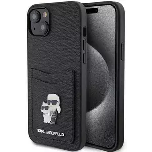 Tok Karl Lagerfeld KLHCP15SSAPKCNPK iPhone 15 6.1" black hardcase Saffiano Cardslot Karl&Choupette Metal Pin (KLHCP15SSAPKCNPK) kép