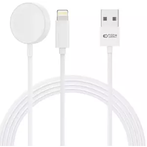 TECH-PROTECT ULTRABOOST 2IN1 MAGNETIC CHARGING CABLE & LIGHTNING 150CM APPLE WATCH WHITE (9490713932780) kép