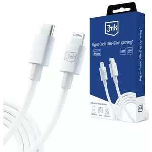 Kábel 3MK Hyper Cable USB-C - Lightning 20W 1.2m White Cable kép