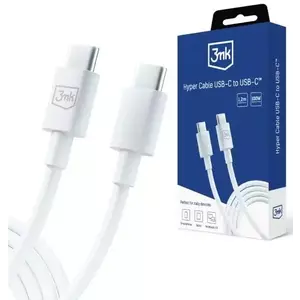 Kábel 3MK Hyper Cable USB-C - USB-C 100W 1.2m White Cable kép