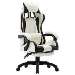 vidaXL műbőr Gamer szék lábtartóval - fekete-fehér kép