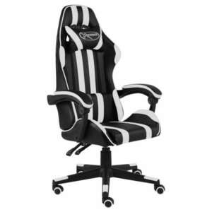 vidaXL műbőr Gamer szék - fekete-fehér kép