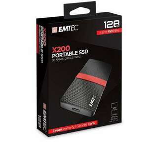 EMTEC SSD (külső memória), 128GB, USB 3.2, 420/450 MB/s, EMTEC "X200" kép