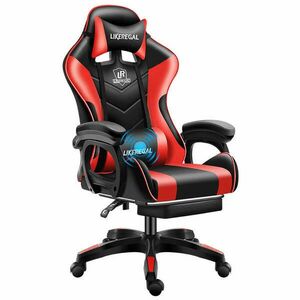 Gamer szék lábtartóval - Piros kép