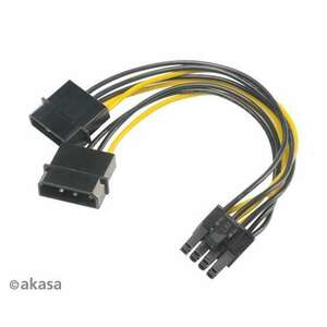 Akasa 4pin Molex - 6+2pin PCIe adapter - 15cm - AK-CBPW20-15 kép