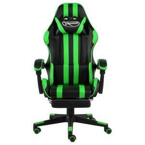 vidaXL műbőr Gamer szék lábtartóval - fekete-zöld kép