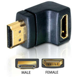 DeLOCK HDMI apa HDMI anya 90° lefelé hajlított adapter (65071) kép