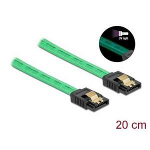 Delock 6 Gb/s SATA kábel UV fényhatással zöld színű, 20 cm kép