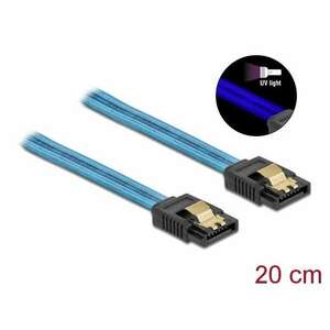 Delock 6 Gb/s SATA kábel UV fényhatással kék színű, 20 cm kép