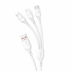 USB-kábel - USB C / micro USB / Lightning 480Mb/s 6A 1, 2m - fehér kép