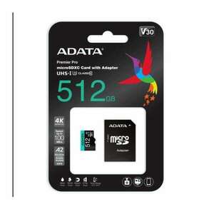 A-Data 512GB microSDXC Premier Pro Class 10 UHS-I U3 A2 V30 + ada... kép