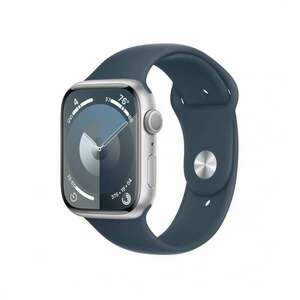 Apple Watch S9 45mm ezüst Alu tok, Sötétkék sport szíj (M/L) kép