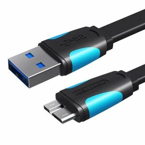 Lapos USB 3.0 A-Micro-B kábel Vention VAS-A12-B025 0, 25m Fekete kép