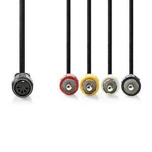 DIN audio kábel | DIN 5-Pin Aljzat | 4x RCA Dugasz | Nikkelezett... kép