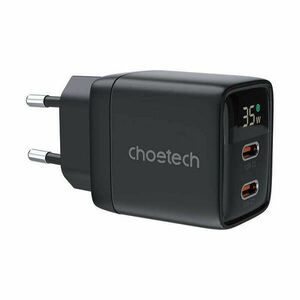 Wall charger GAN3 USB-C+C PD35W Choetech PD6051 (black) kép