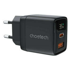 Wall charger GAN3 USB-A+C PD35W Choetech PD6052 (black) kép