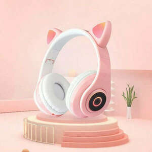 Vezeték nélküli fejhallgató macskafüllel - rózsaszín kép