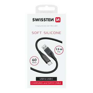 Swissten puha szilikon adat- és töltőkábel, USB/USB-C, 1, 5m, 60W, ... kép