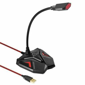 Promate USB Mikrofon - STREAMER (Plug & Play, flexibilis, 3, 5mm port, piros) kép