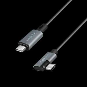 Logilink USB 2.0 Type-C kábel, C/M 90 fok - USB-C/M, E-jel, PD, f... kép