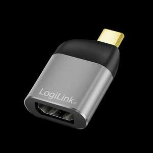 Logilink USB 3.2 Gen2 Type-C adapter, USB-C/M-DP/F, 8K, alu, feke... kép