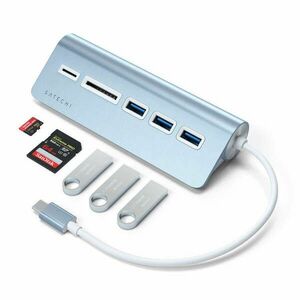 Satechi Aluminium Type-C USB Hub (3x USB 3.0, MicroSD) - Blue kép
