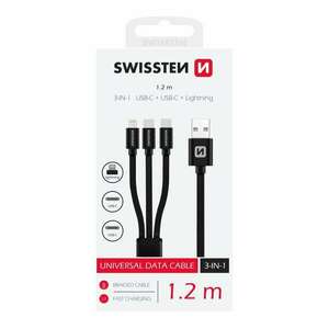 Swissten adat- és töltőkábel textil bevonattal, USB/lightning, 1, ... kép
