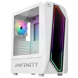 Spirit of Gamer Számítógépház - INFINITY White (fekete, ablakos, 8x12cm ventilátor, alsó táp, ATX, 1xUSB3.0, 2xUSB2.0) kép