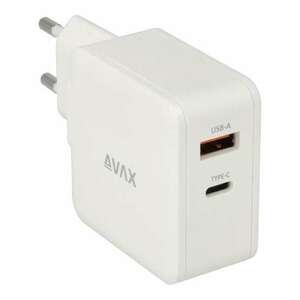 AVAX CH632W FIVEY+ USB A + Type C 45W GaN gyors hálózati töltő, fehér kép