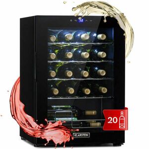 Klarstein Shiraz 20 Uno, borhűtő, 53 liter, 20 palack, 5-18°C, érintőképernyős vezérlőpanel kép