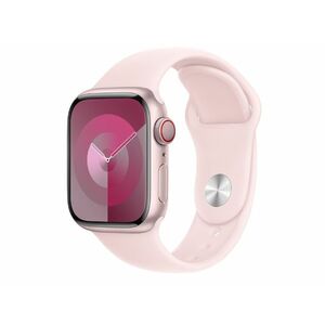 Apple Watch Series 9 GPS, 41mm (MR943QH/A) rózsaszín alumíniumtok, világos rózsaszín sportszíj - M/L kép