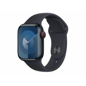 Apple Watch Series 9 GPS + Cellular, 41mm (MRHT3QH/A) éjfekete alumíniumtok, éjfekete sportszíj - M/L kép